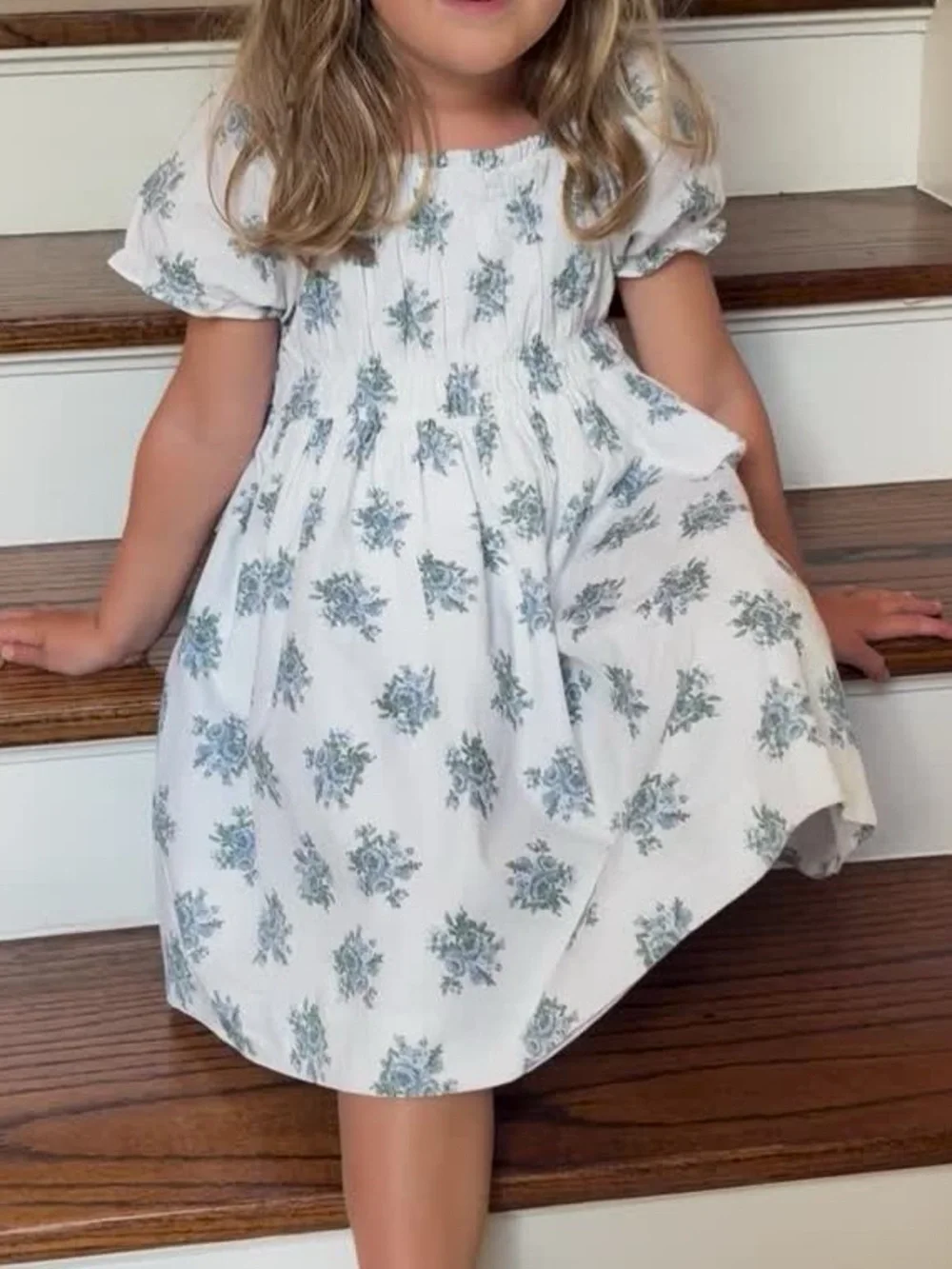 Edgehill Collection x born on Fifth Girls White Floral Smocked Dress